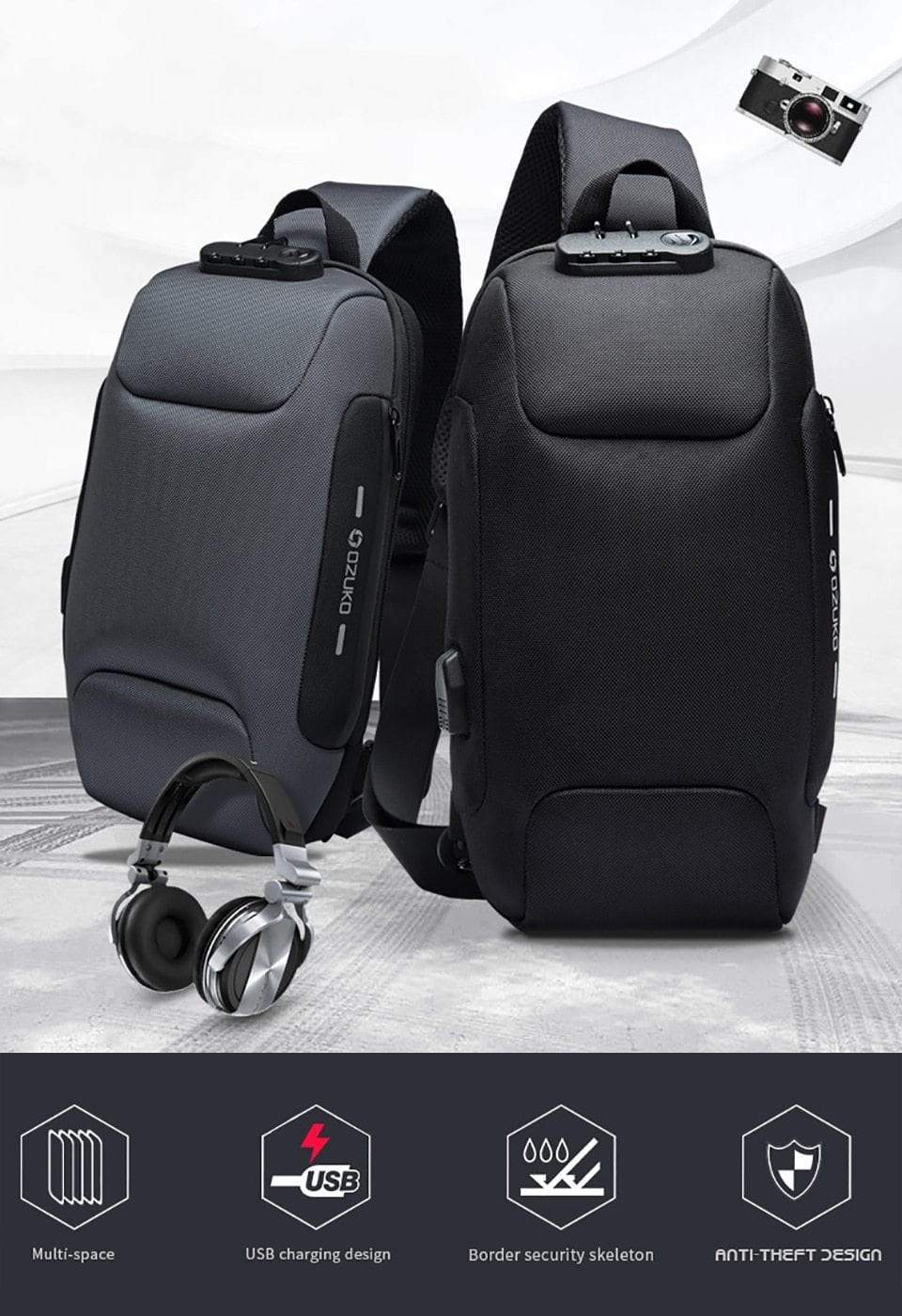 Anti-theft Waterproof Crossbody Backpack - More than a backpack