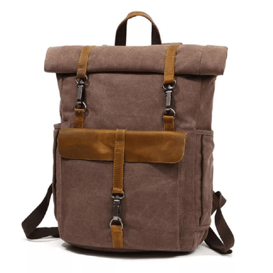 Canvas and Leather Roll-Top Vintage Backpack - More than a backpack