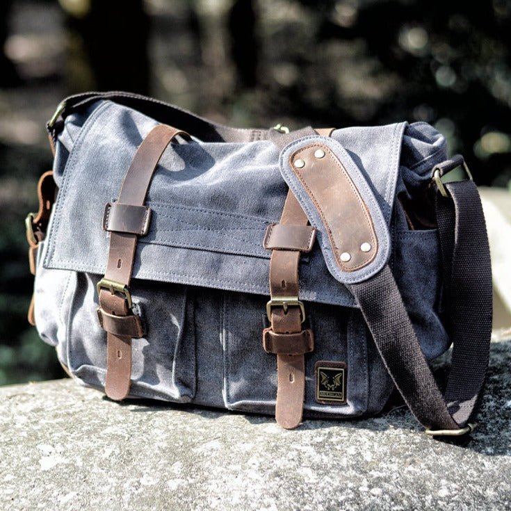 Canvas and Leather Rugged Messenger Bag - More than a backpack