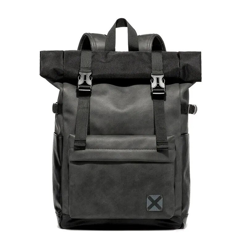 Faux Leather Waterproof Roll-top Backpack - More than a backpack