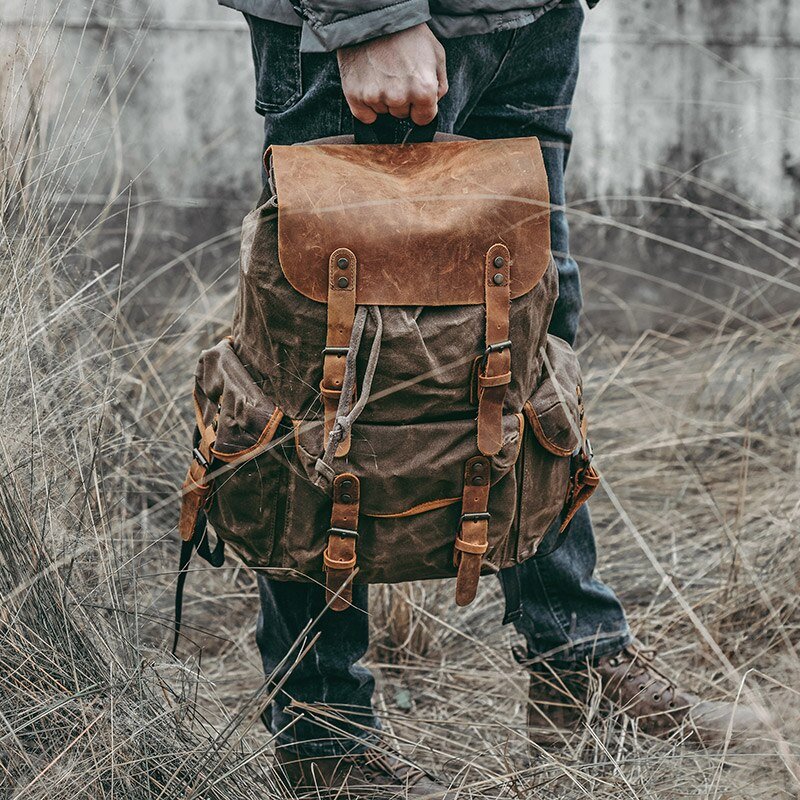 Genuine Leather & Canvas Vintage Backpack - More than a backpack