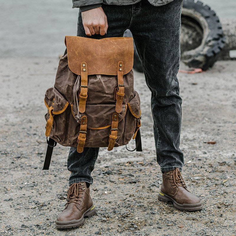 Genuine Leather & Canvas Vintage Backpack - More than a backpack