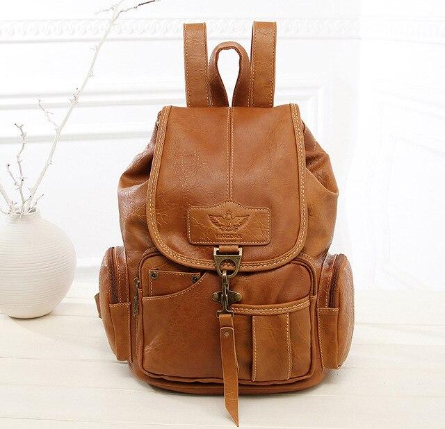 Vintage Faux Leather Drawstring Backpack - More than a backpack