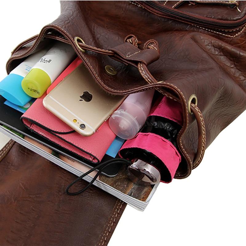 Vintage Faux Leather Drawstring Backpack - More than a backpack