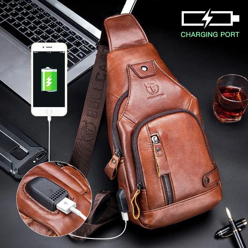 c-bags leather backpacks Genuine Leather Crossbody USB Bag — More than a backpack