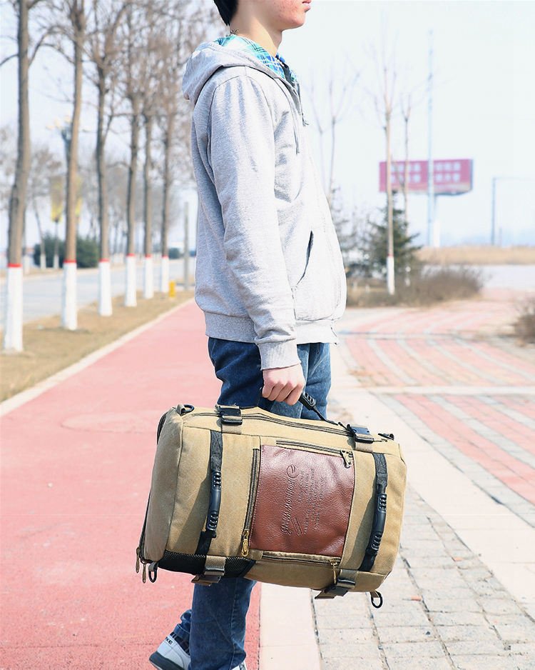 Vintage Large Canvas Travel Bucket Backpack - More than a backpack