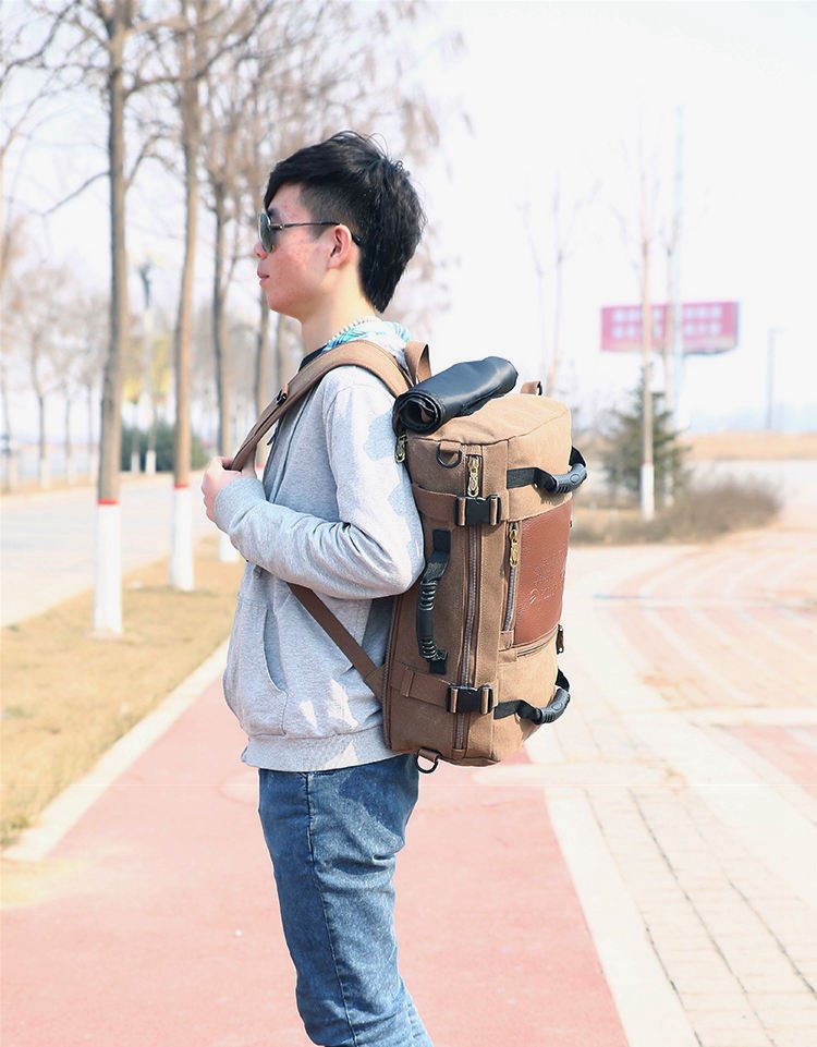 Vintage Large Canvas Travel Bucket Backpack - More than a backpack