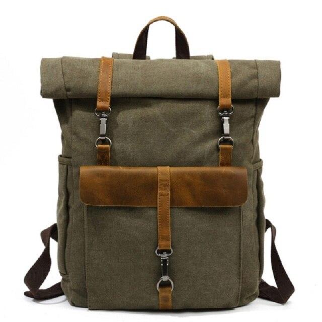 Canvas and Leather Roll-Top Vintage Backpack — More than a backpack