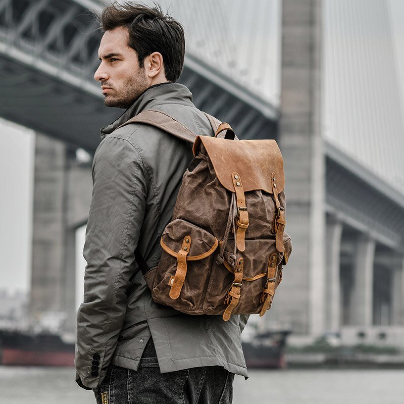 Genuine Leather & Canvas Vintage Backpack — More than a backpack