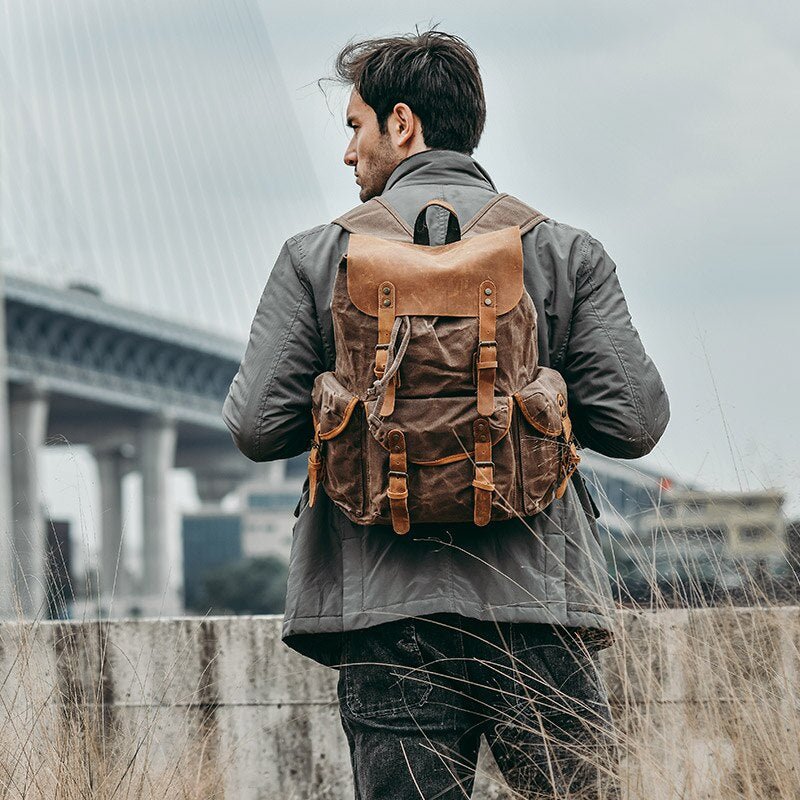 Genuine Leather & Canvas Vintage Backpack — More than a backpack