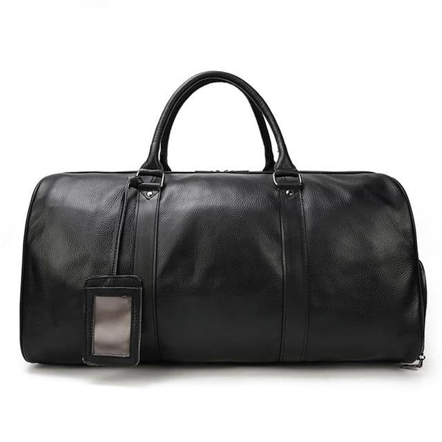 men's bag for travel Men's Genuine Leather Unisex Travel Bag, Black / 55cm