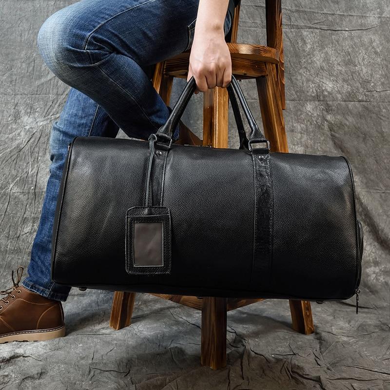 buy travel bags for men Men's Genuine Leather Unisex Travel Bag — More than a backpack