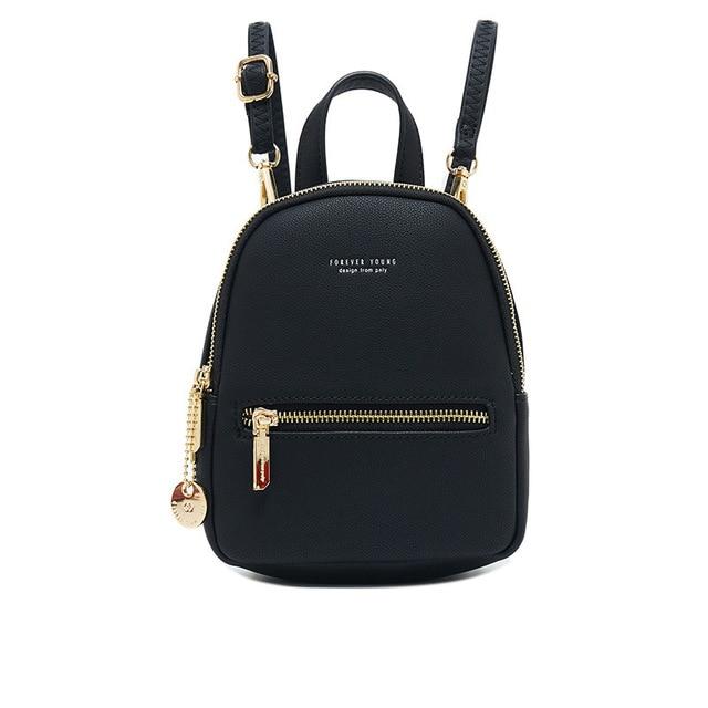 Mini Soft Touch Faux Leather Backpack, Black