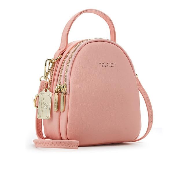 LIKE DREAMS FAUX LEATHER SMALL PINK MINI BACKPACK