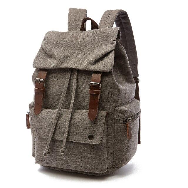 Vintage Canvas Leather Mountaineering Travel 20 to 35 Liter Backpack for Men, Black