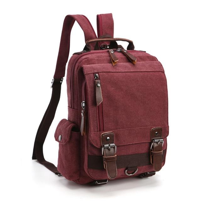 classic canvas mini backpack Small Vintage Travel Crossbody/Backpack, Burgundy
